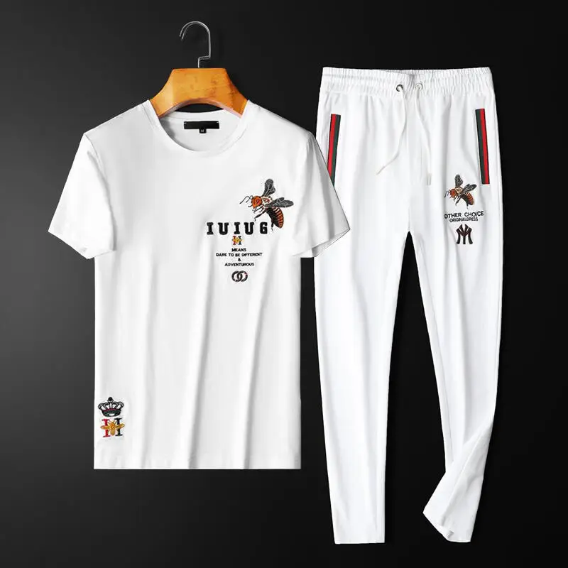 

European and American Fashion Brand Leisure Sportswear Suit MEN 'S Summer Trend Short Sleeve T-shirt Trousers Two - piece Set Ha
