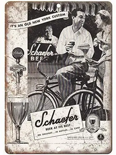 

Beer Sign Schaefer Vintage Beer Bicycle Ad Vintage Look Metal Sign ES for Pub Car Coffee House Man Carve