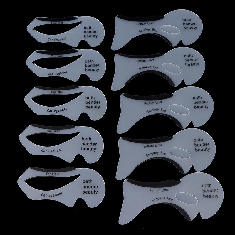 

10pcs Eyeliner Stencil Cat Eye Fish Tail Double Wing Eyeliner Stencil Models Template Shaping Tools Eyebrows Template Card DIY