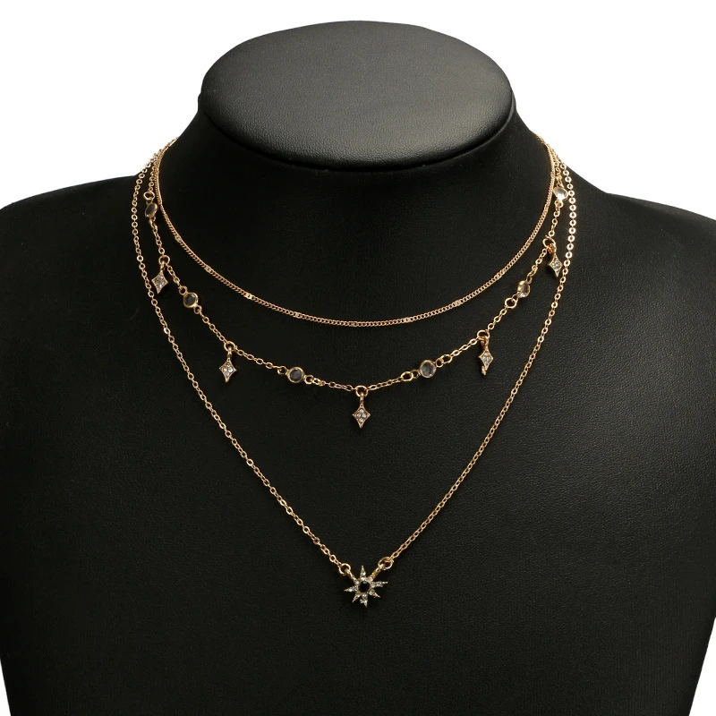 

Bacolod Birthday Gold Color Star Shaped Pendant Women Necklace Fashion Multilayer Alloy Necklaces with Lobster Claw Jewelry 2020