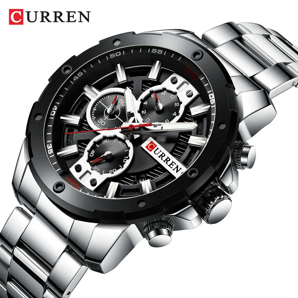 

New 8336 Men's Steel Belt Calendar Waterproof Quartz Six-Pin Watch Men's Watch Unique Watch Casual Fashion Watch Sports Watch