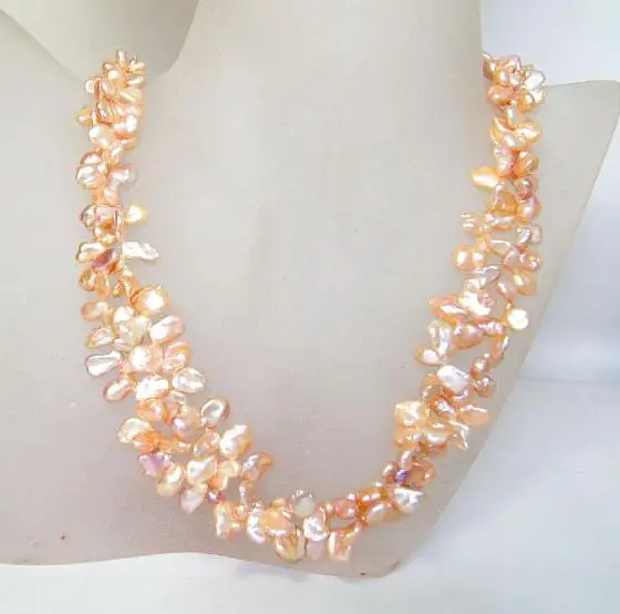 

Любимое жемчужное ожерелье, подарок подружке невесты, ювелирные изделия ручной работы, двухжильный натуральный розовый жемчуг Кеши в стиле барокко, хороший подарок для женщин