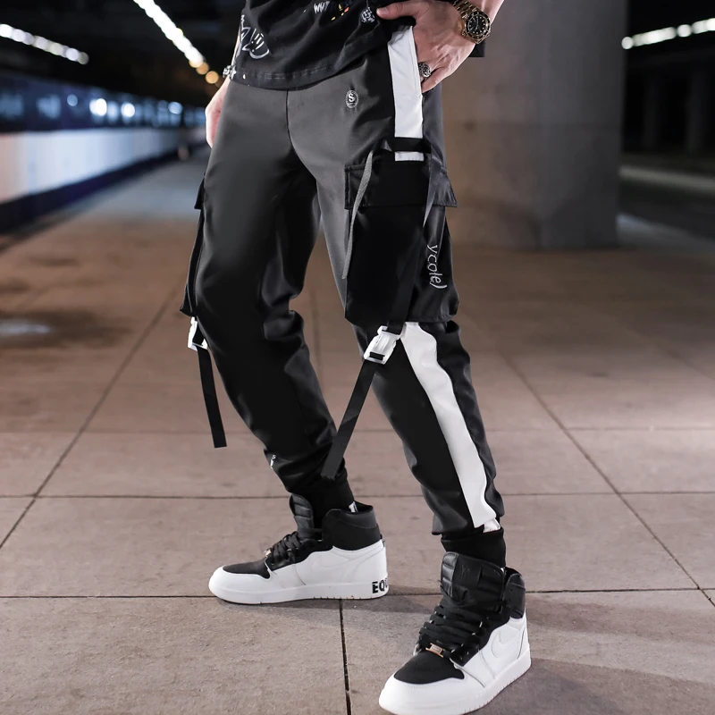 

New Brand Fashion Cargo Pants Autumn Men Joggers Youth Style Casual Hip Hop Spring Bottom-tied Overalls Elastic Waist Trousers