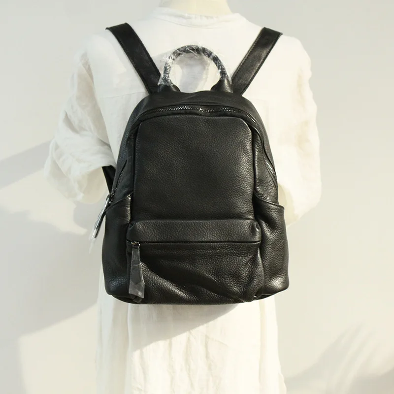 Cow Leather Backpacks Women Shoulder Bags Men Bags Travel Backpack Casual Back Pack Street Bags Large Capacity  Bookbag School