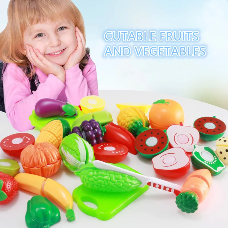 Дети притворяются играть в кухонные игры развивающие игрушки Juguetes Food Cutable Fruit vegets