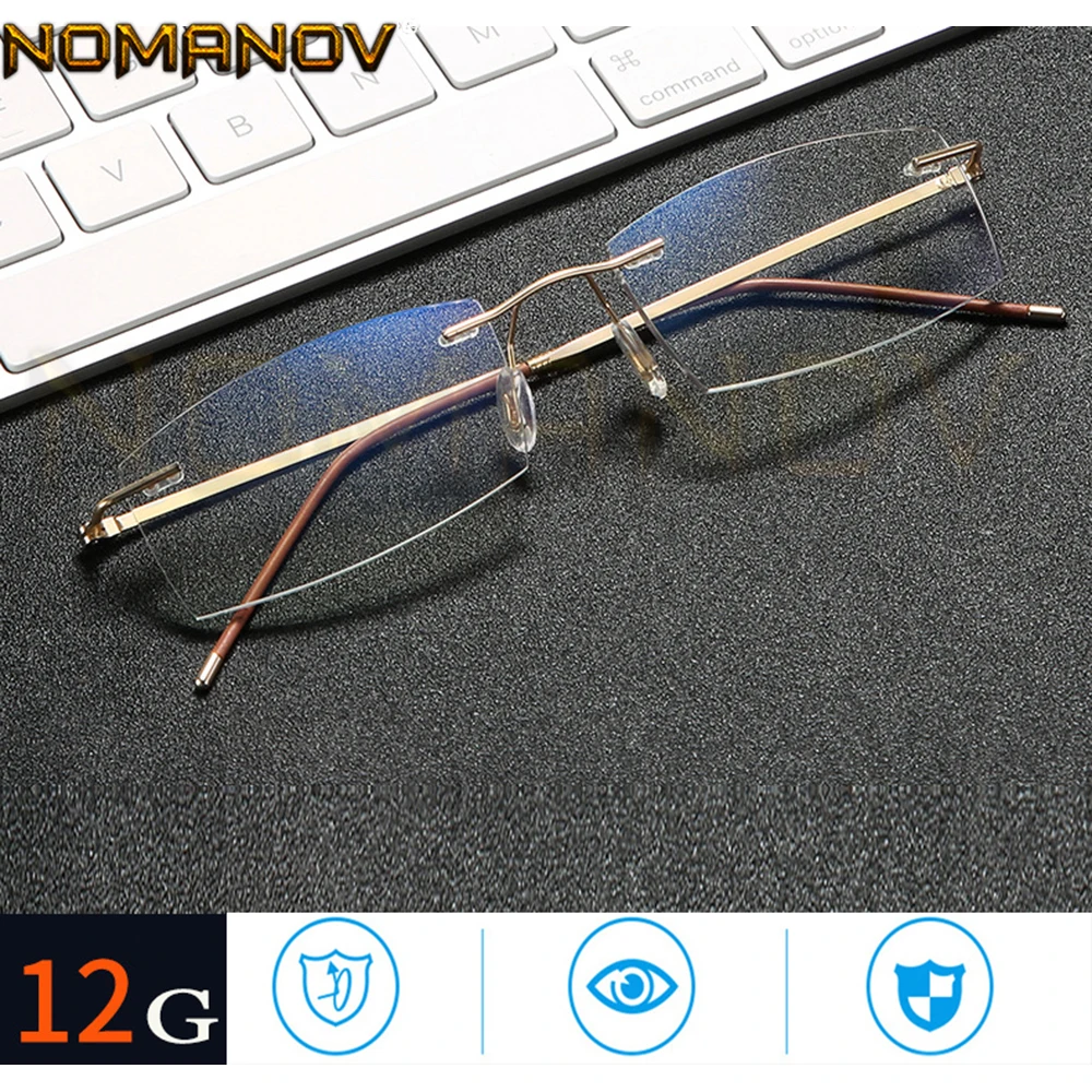 

Оправа из титана светильник очки для чтения без оправы с защитой от синего света 0,75 1 1,5 1,75 2 2,25 до 4