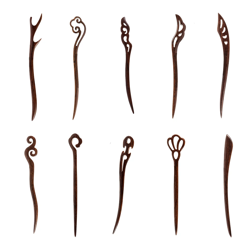 Деревянная резная заколка для волос ручной работы Китайская традиционная