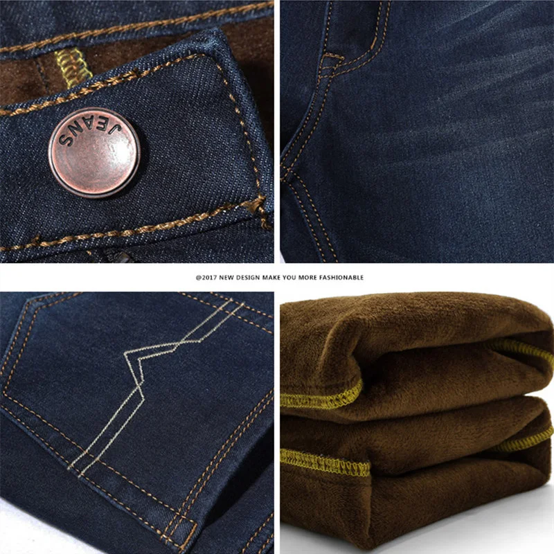 EICHOS мужские джинсы 2020 зимние теплые флокированные мягкие Джоггеры прямые
