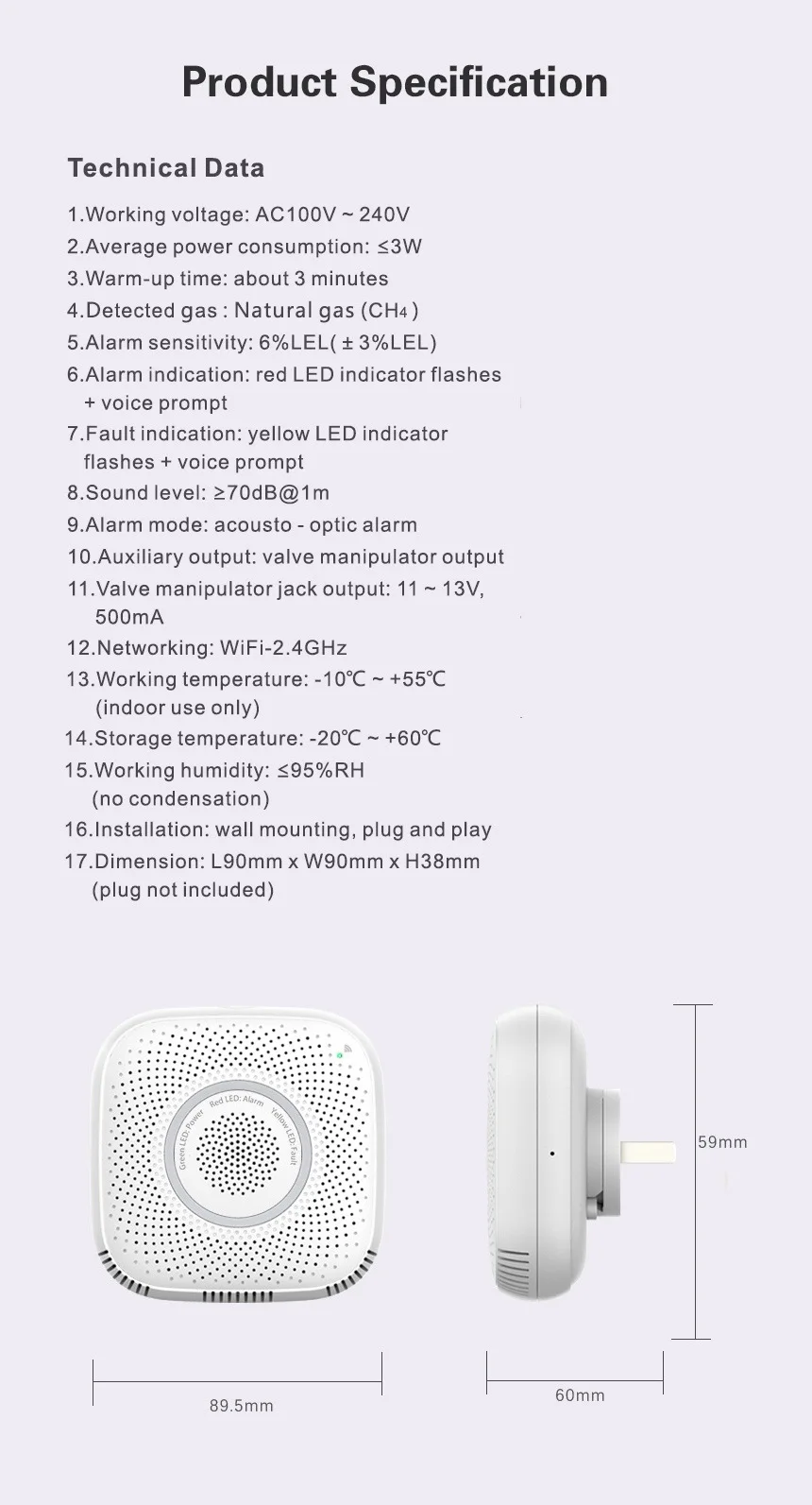 Wi-fi, умный телефон, дистанционный, тревожный, горючий, биогаз CH4, детектор утечки, пожарная безопасность, связь, безопасность, умный дом, датчик утечки сжиженного газа