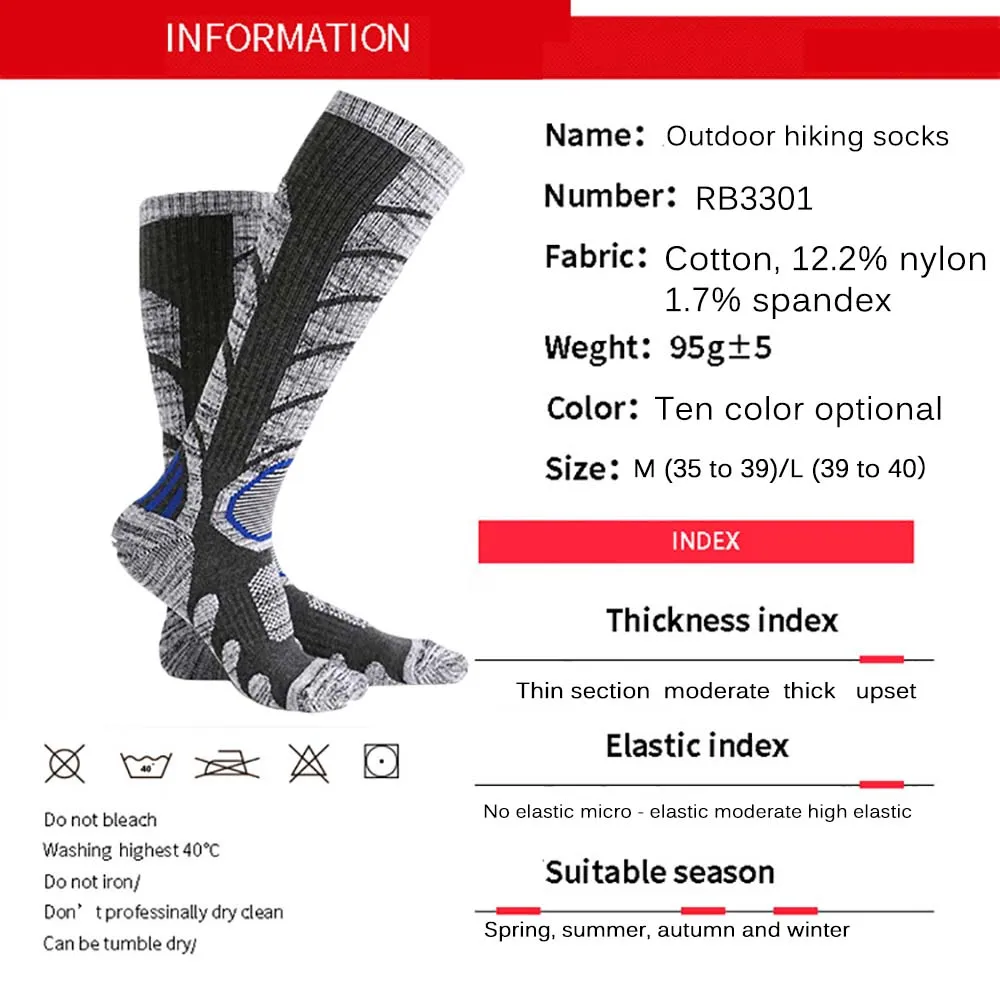 

2pcs High Quality Cotton Thick Cushion Knee High Ski Socks Winter Sports Snowboarding Skiing Socks Warm Thermal Socks