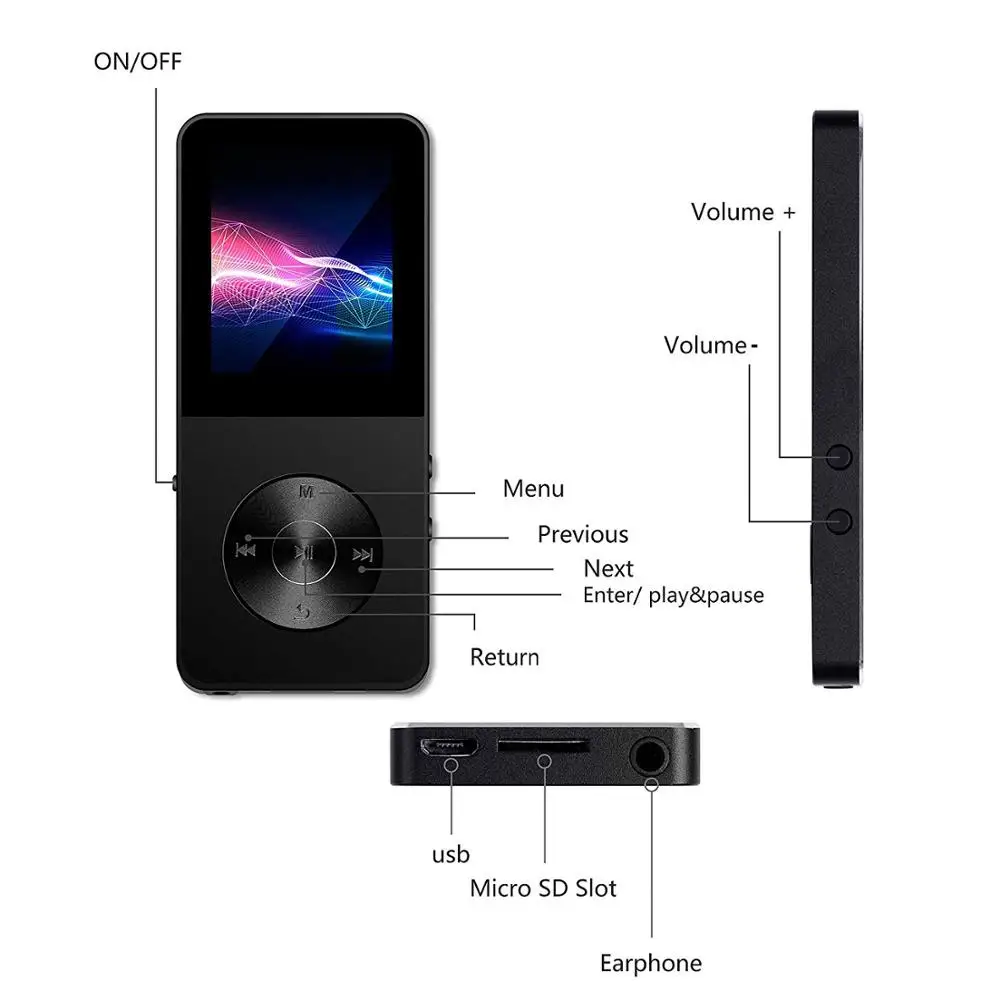 

Speaker alloy metal mp4 Player 16GB HIFI Lossless Sound music mp3 Music Player FM Radio Voice Recorder E-Book Mini Sport Walkman