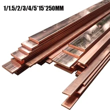 1PC High Quality T2 Metal Rod Red Copper Flat Bar Strip 99.95% Pure Copper Plate Thickness 1/1.5/2/3/4/5mm*15mm*250mm