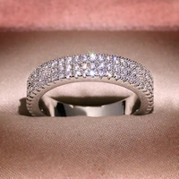 new classic 3 rows promise ring 925 sterling silver pave aaaaa cubic zircon wedding band jewelry for women bridal statement gift