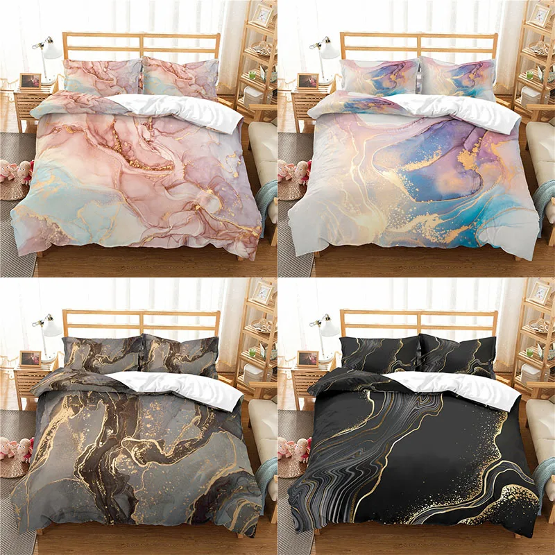 

Домашний текстиль, роскошный 3D мраморный принт, 2/3 шт., удобный пододеяльник, наволочка, комплекты постельного белья, размер ЕС/США/Австралии