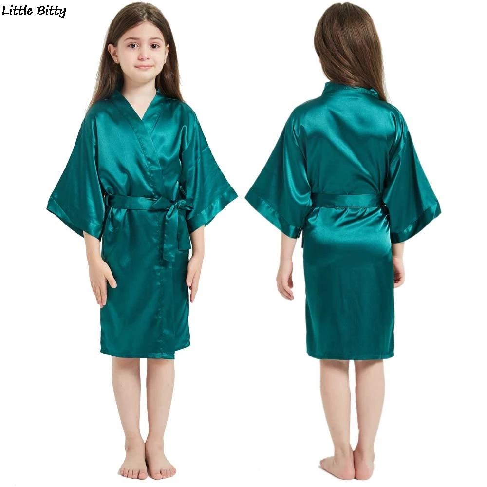 Wedding Party Robes for Girls Children Satin Pajamas Teen Sleepwear Bathrobes Silk Kimono Kids | Детская одежда и обувь