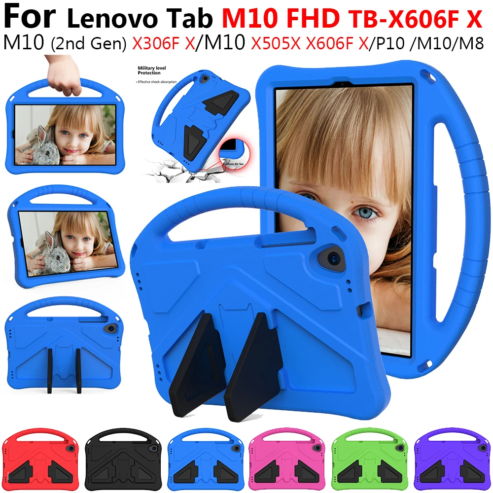 

For Lenovo Tab M10 X306 M10 FHD Plus TB-X606F M10 TB-X505F TB-X605F P10 Case EVA Foam Kids Safe Shockproof Stand Tablet Cover