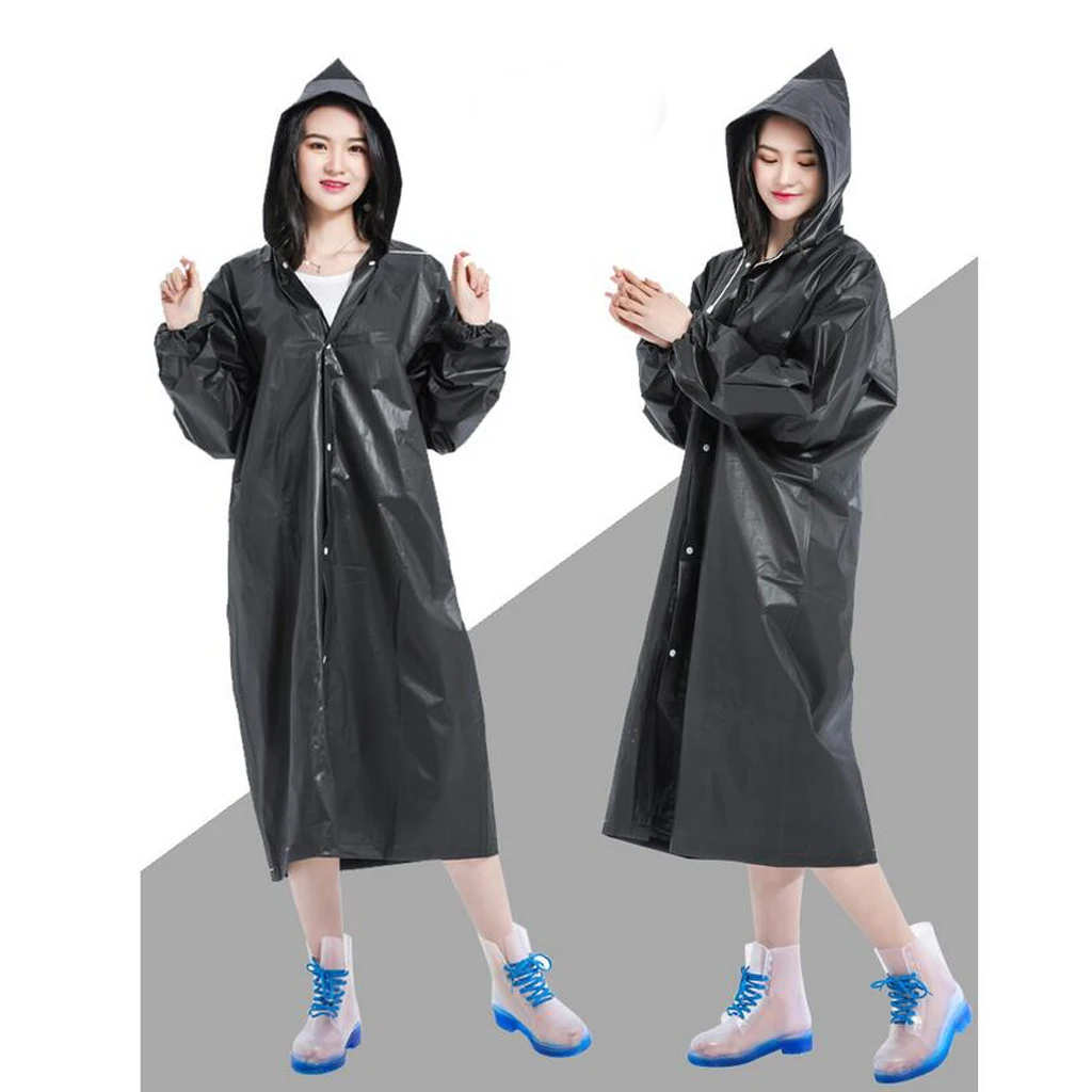 

Reusable Adult Raincoat Outdoor Camping Rain Poncho with Hoods and Sleeves