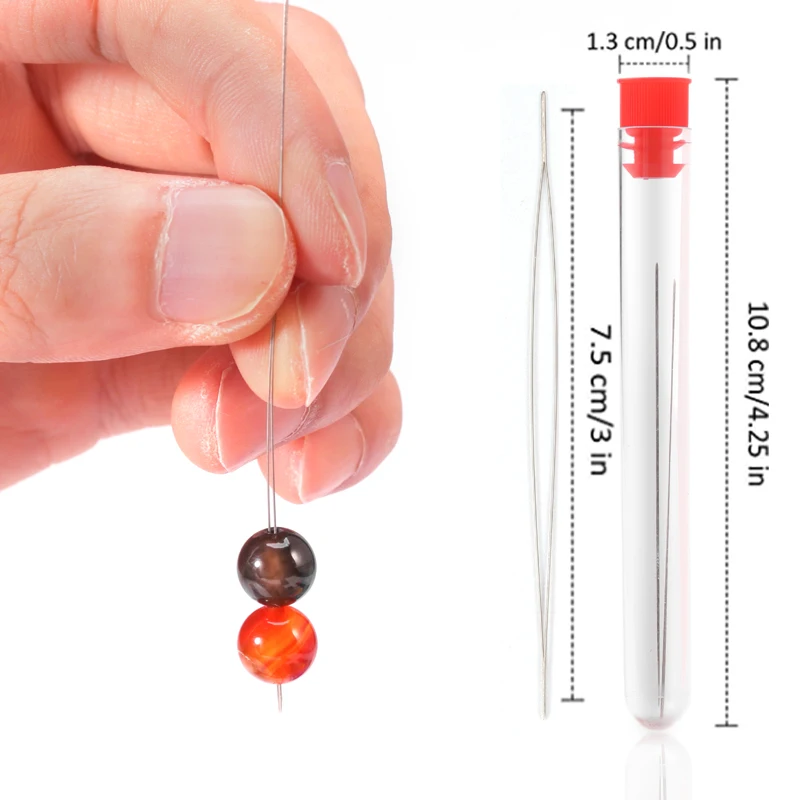

4 Size 5PCS Bead Needle Big Eye Curved Open Metal Beading Needles With Needle Bottle For Jewelry Making Tool