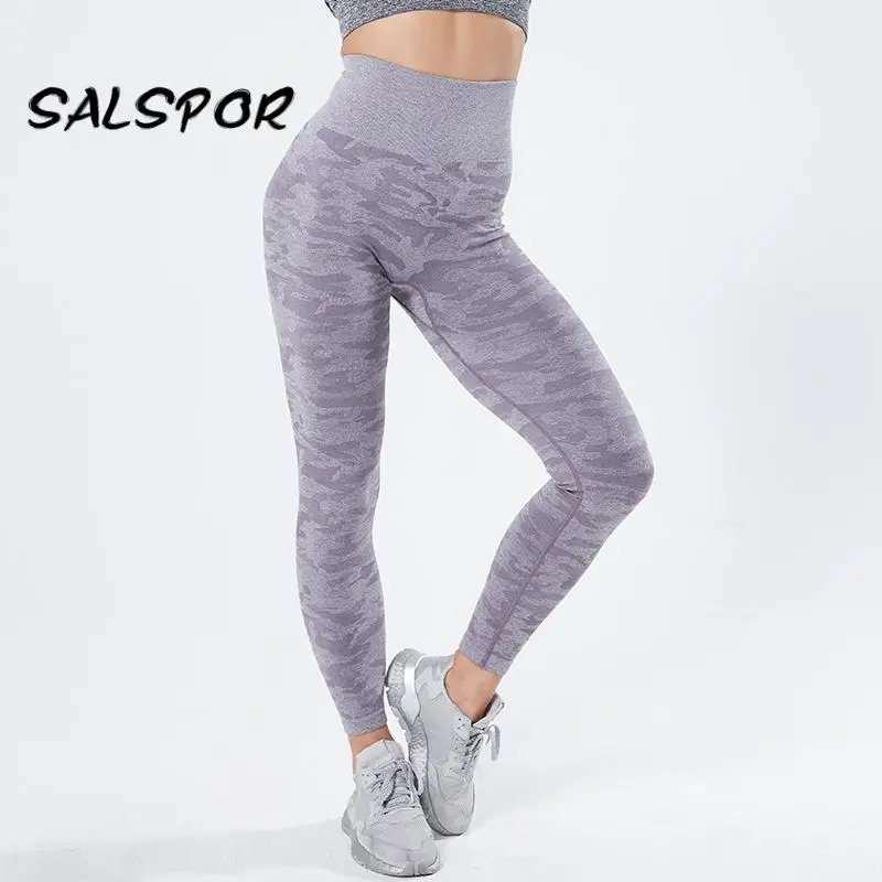 

Леггинсы женские спортивные камуфляжные бесшовные с эффектом пуш-ап, с высокой талией