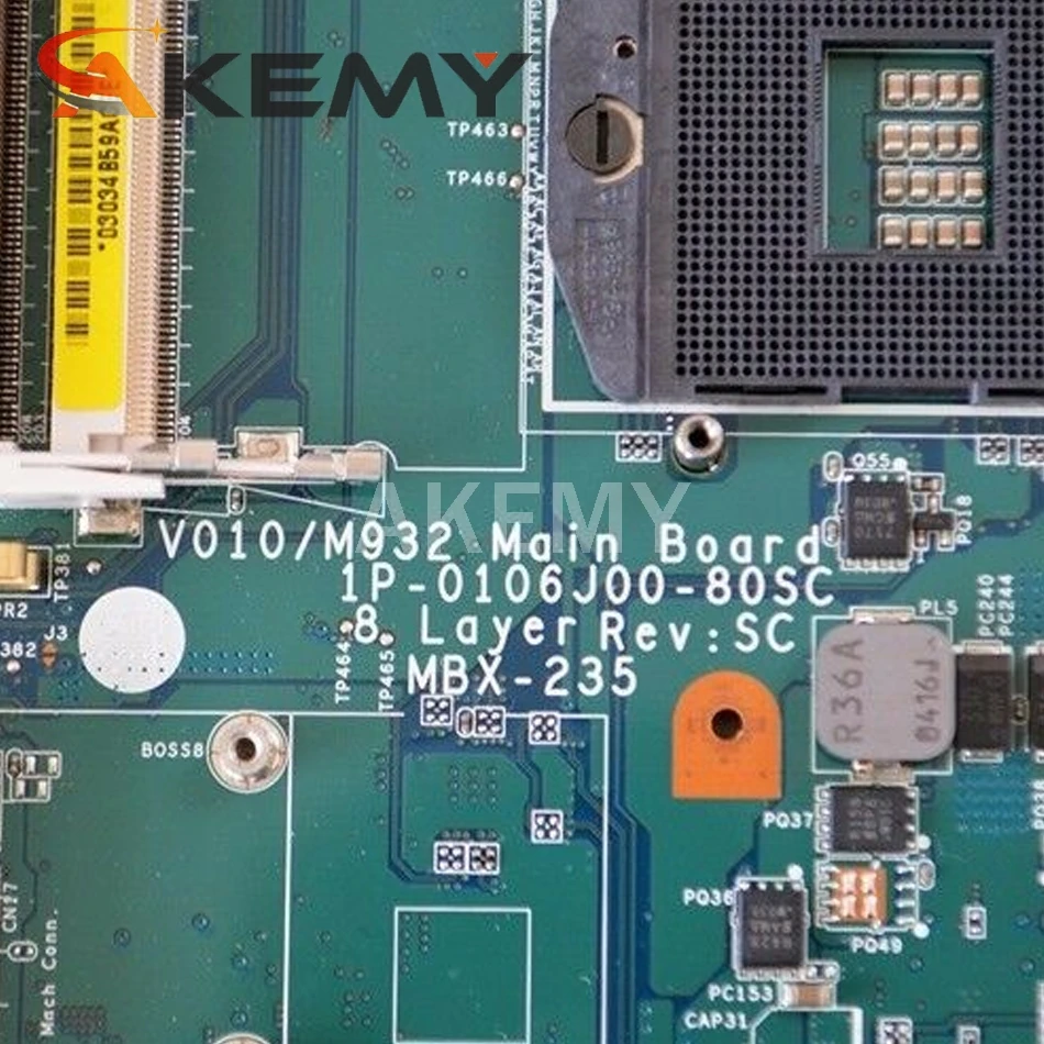 

Akemy For Sony VAIO VPCF1 VPCF Laptop Motherboard A1796397C M932 Main Board MBX-235 1P-0107J00-8011 GT310M gpu