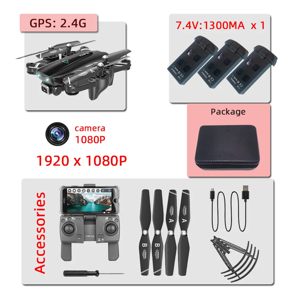 2.4G-1080P-3B-bag S167 5G 2,4G gps 4K Дрон профессиональные игрушки дроны, Радиоуправляемый вертолет с камерой HD игрушка Квадрокоптер juguetes квадрактор 론 - Цвет: 2.4G-1080P-3B-bag