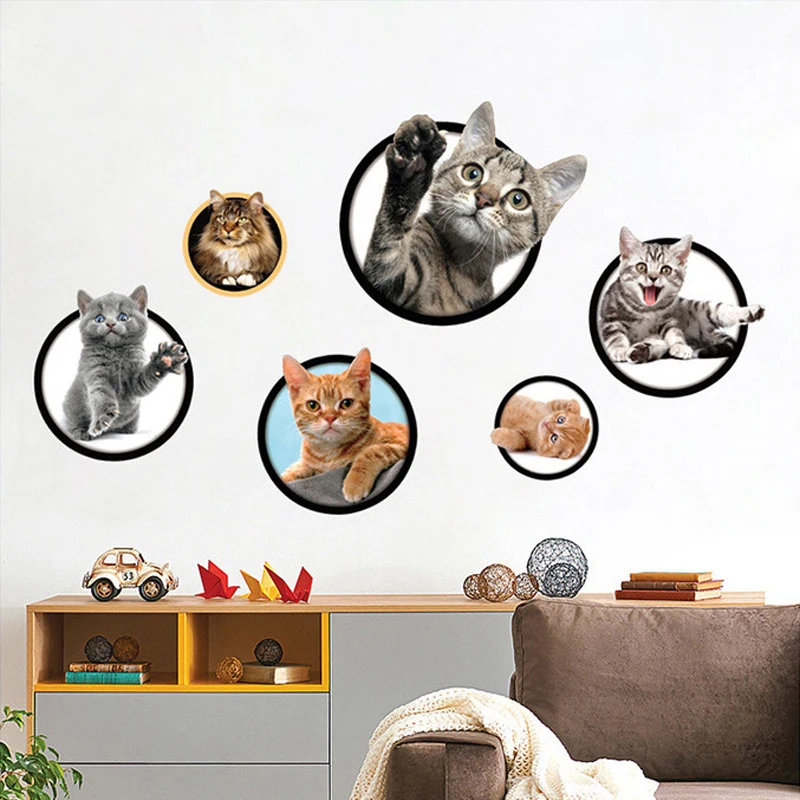 DIY милый питомец кошки фотографии наклейки на стену для детской комнаты спальня