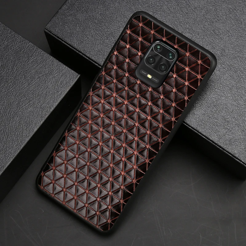 

Leather Phone Case For Xiaomi Redmi Note 9S 8 7 6 K20 K30 Pro 7A Mi 8 9 se 9T 10 A2 A3 Mix 2s Max 3 Poco F1 X2 Triangle Texture