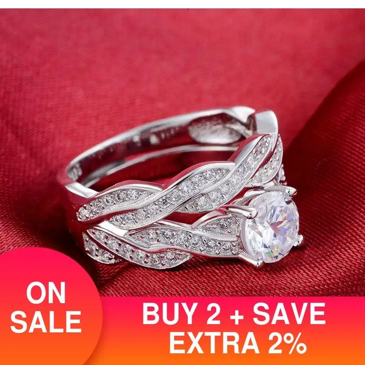 925 стерлингового серебра 2018 Новое поступление обручальное кольцо набор пара для