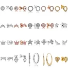 925 стерлингового серебра серьги 19 Стиль шпильки корона любви, с украшением в виде кристаллов Diy серьги ювелирные изделия высокого качества серьги вокруг шеи отличное Женское Ожерелье Свадебные украшения