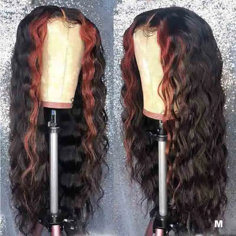 13X6 Выделите имбирь волна воды парик фронта шнурка глубокая часть Омбре