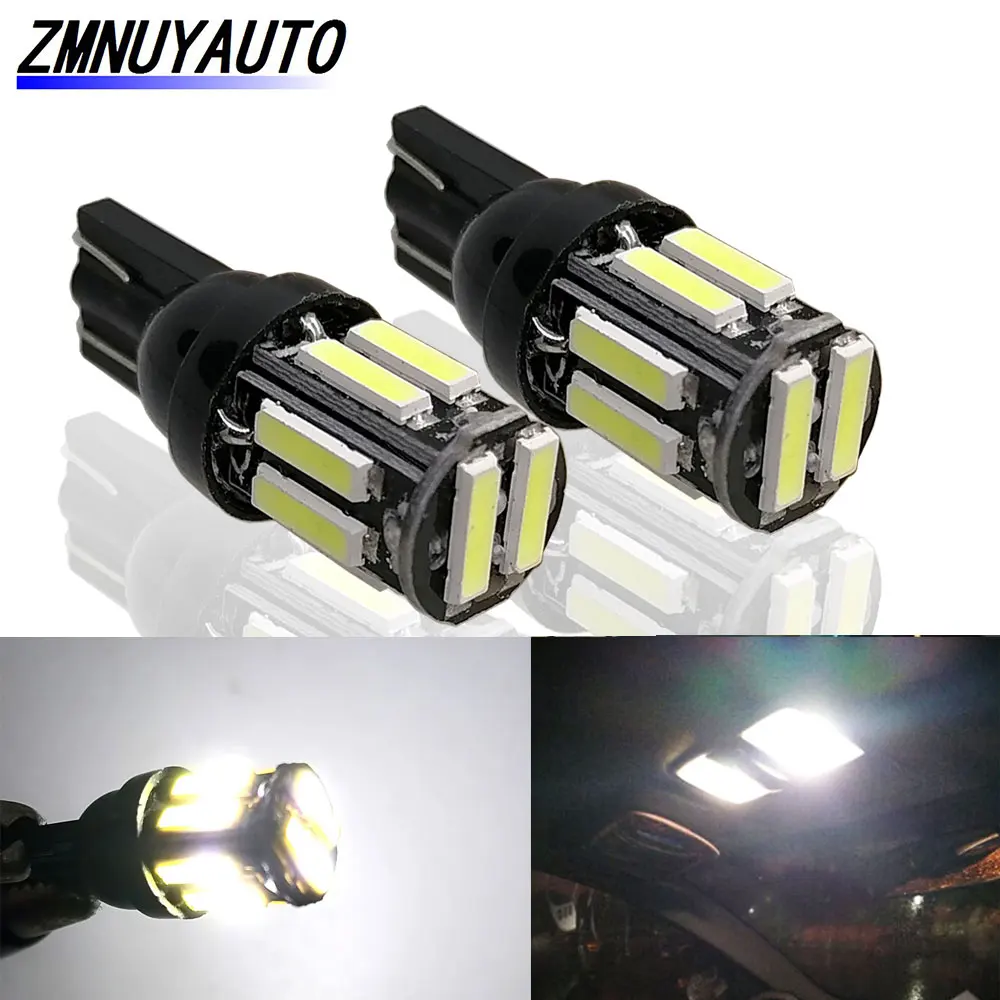 

2PCS Super Bright LED T10 W5W 10SMD 7020 LED WY5W Bulbs 194 168 501 LED Car Interior Light Clearance Side Marker Auto Lamp 12V