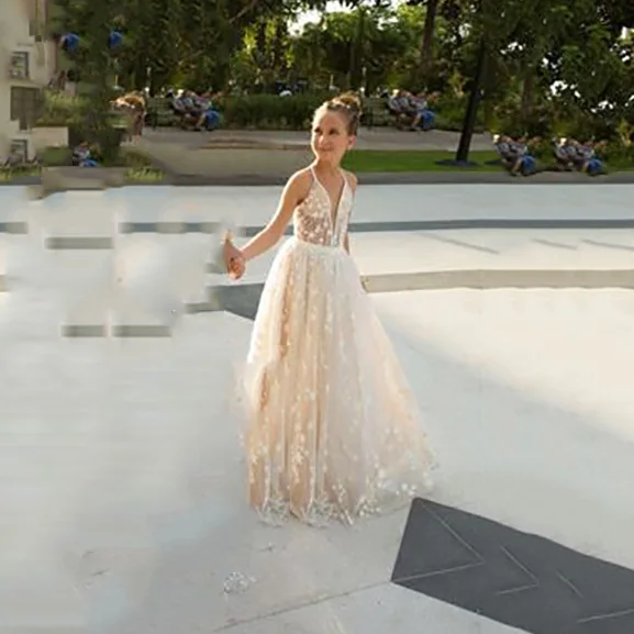 Daughter Dress Восьмилое свадебное платье с объемной аппликацией; богемные Свадебные платья принцессы; платья для мамы и дочки; свадебные платья; ; изготовление на заказ - Цвет: Daughter Dress
