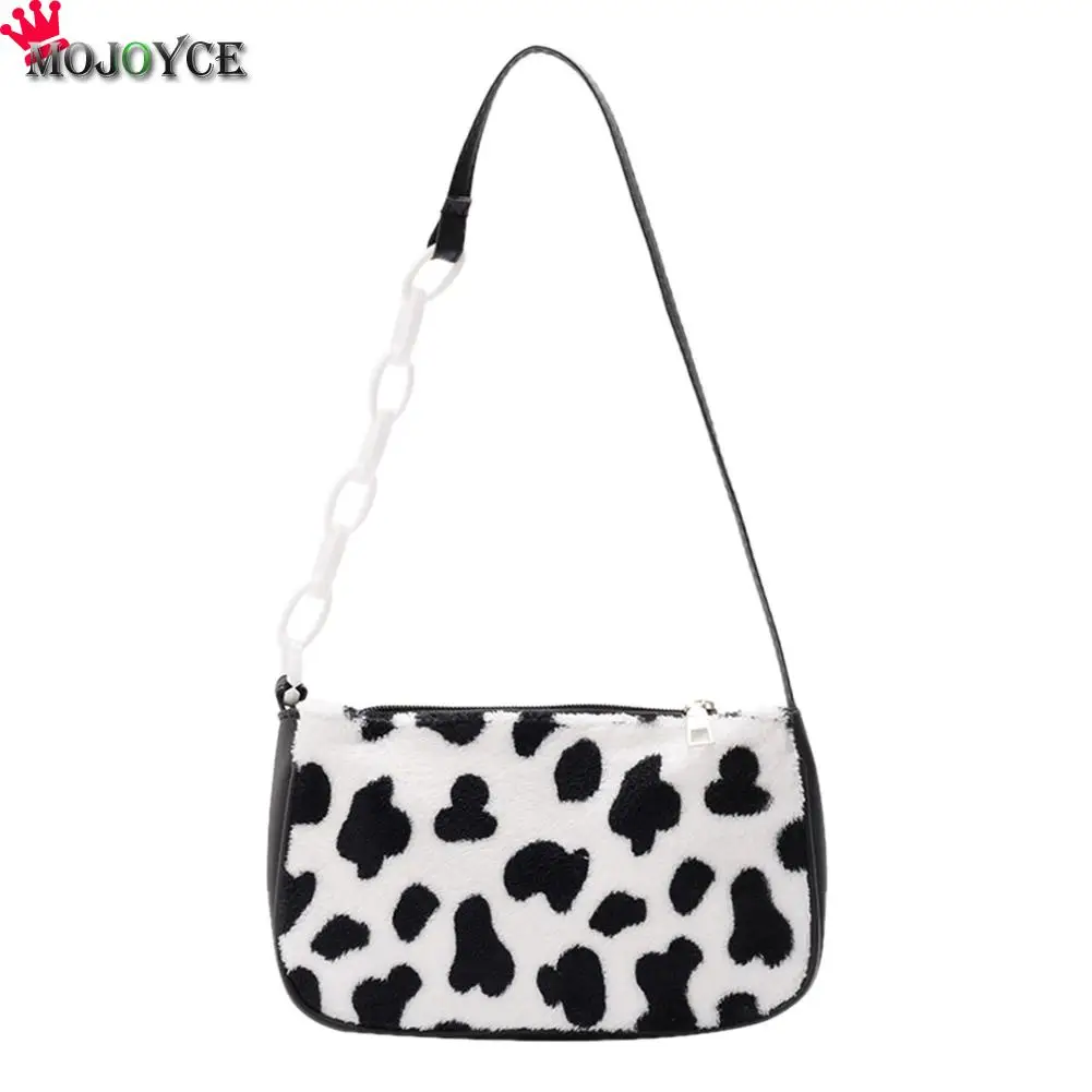 

Fashion Exquisite Shopping Bag Women Winter Plush Handbags Animal Printed Chain Vintage Shoulder Underarm Bag