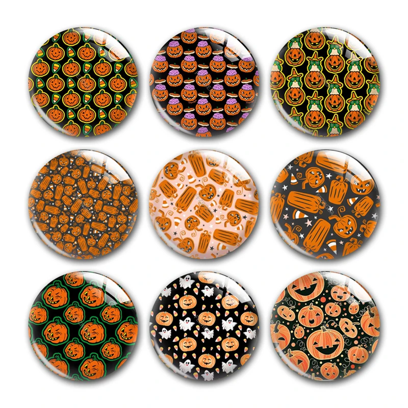 Ручная работа Хэллоуин Череп тыква Бу круглая фотография Стеклянные Кабошоны