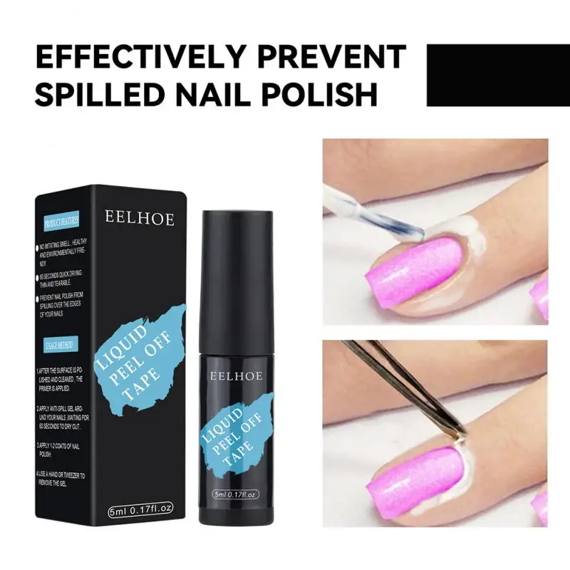 

5ml Liquid Nail Gel Peel Off Tape Cream Anti-overflow Glue Edge Protection Nail Gel Polish Skin Cuticle Protector Nail Art Latex