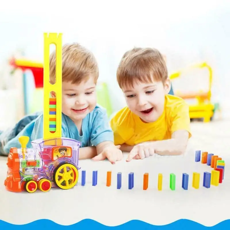 Моторизованный набор для поезда домино блоков Лифт пружинный мост красочный