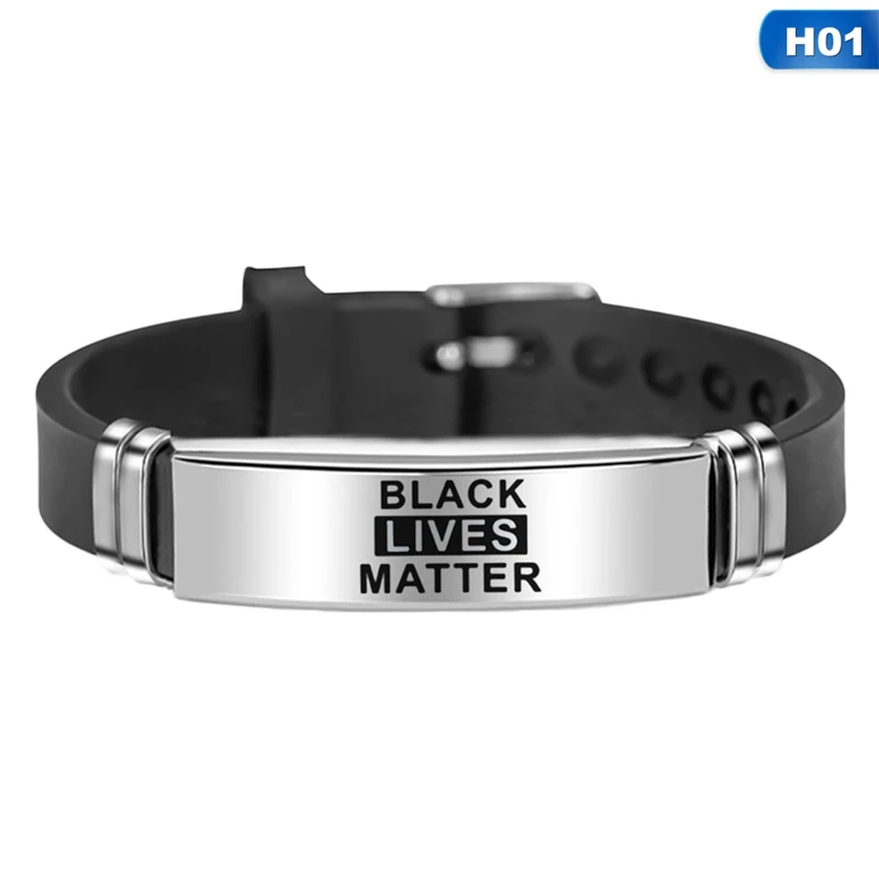 

Stainless Steel Silica Gel Black Lives Matter Bracelets For Women Men