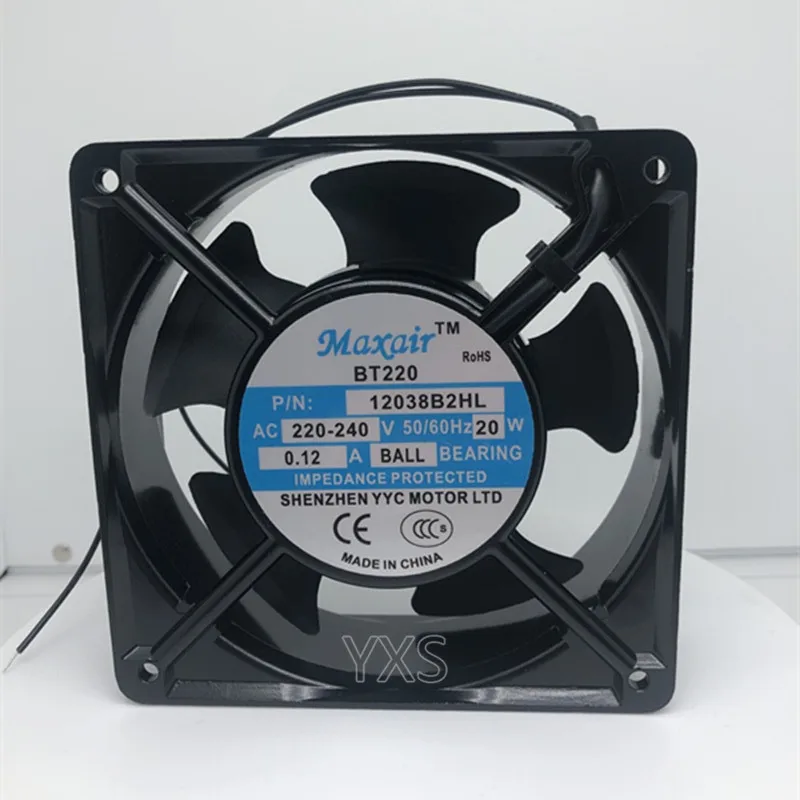 BT220 PN12038B2HL AC 220 V-240 V 20W 0.12A 12 см 12038 120*120*38 мм двойной шарикоподшипник Вентилятор охлаждения