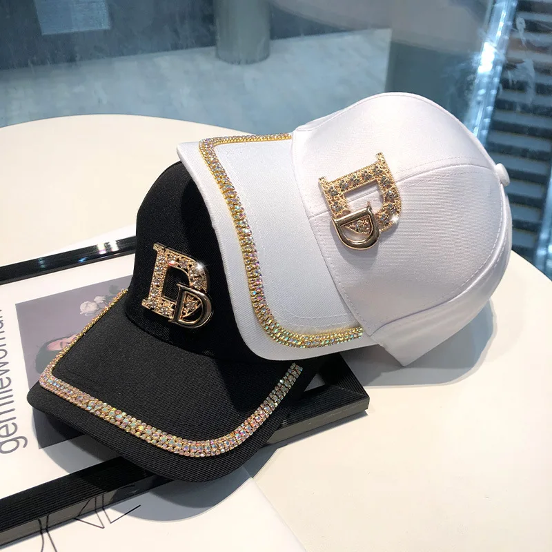 

2021 New Letter D Baseball Caps Rhinestone Hat Cotton K Kop Cap Hip Hop Cap Hats for Women Snap Back bone