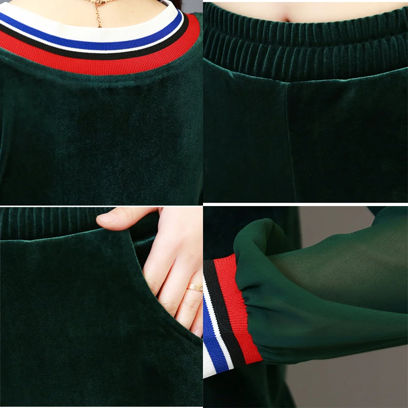 

Winter Warm Velvet 2 Two Piece Set Tracksuits for Women Outfits Sportsuit Plus Size Top and Pant Co-ord Set 2020 Autumn Clothing