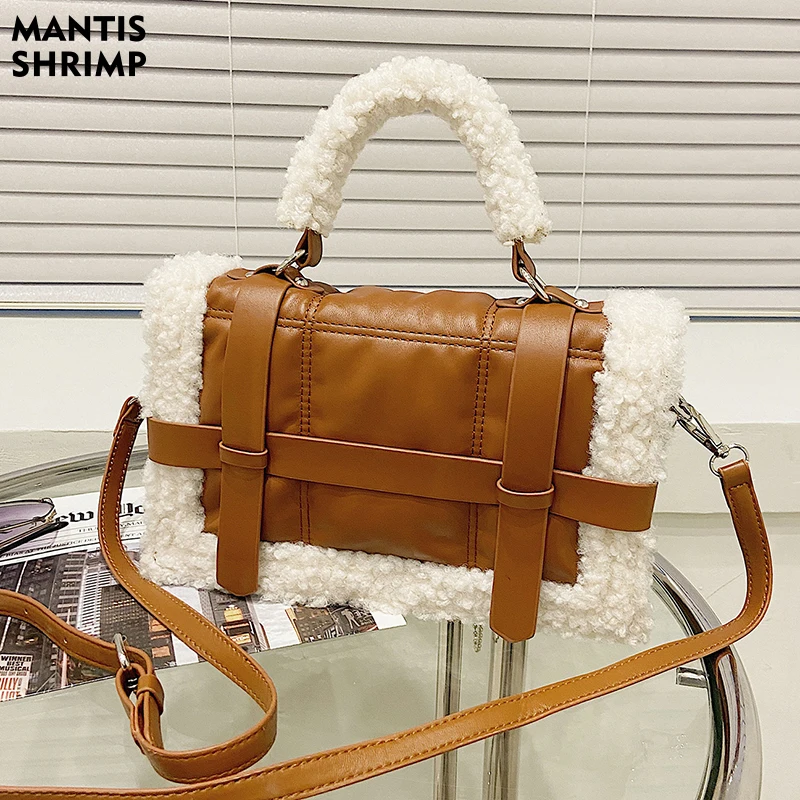 

Женские зимние мягкие плюшевые дизайнерские Наплечные сумки из искусственного меха, женская сумка, сумки-мессенджеры через плечо, роскошна...