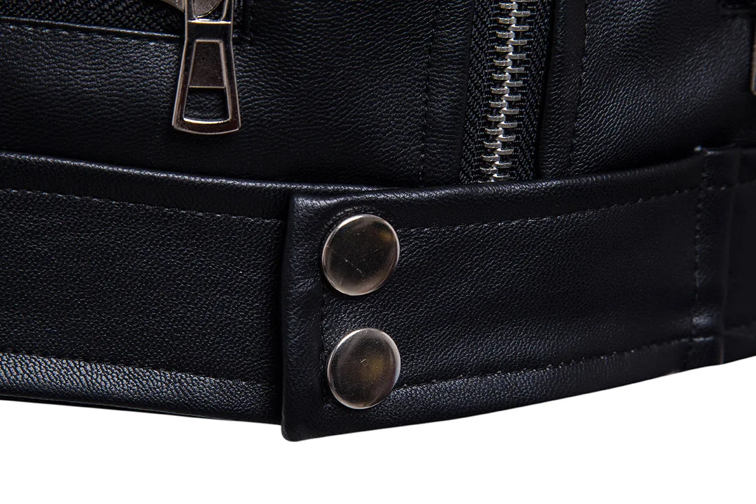 

Men's leather Black punk motorcycle jacket men winter coat winter leather jacket men