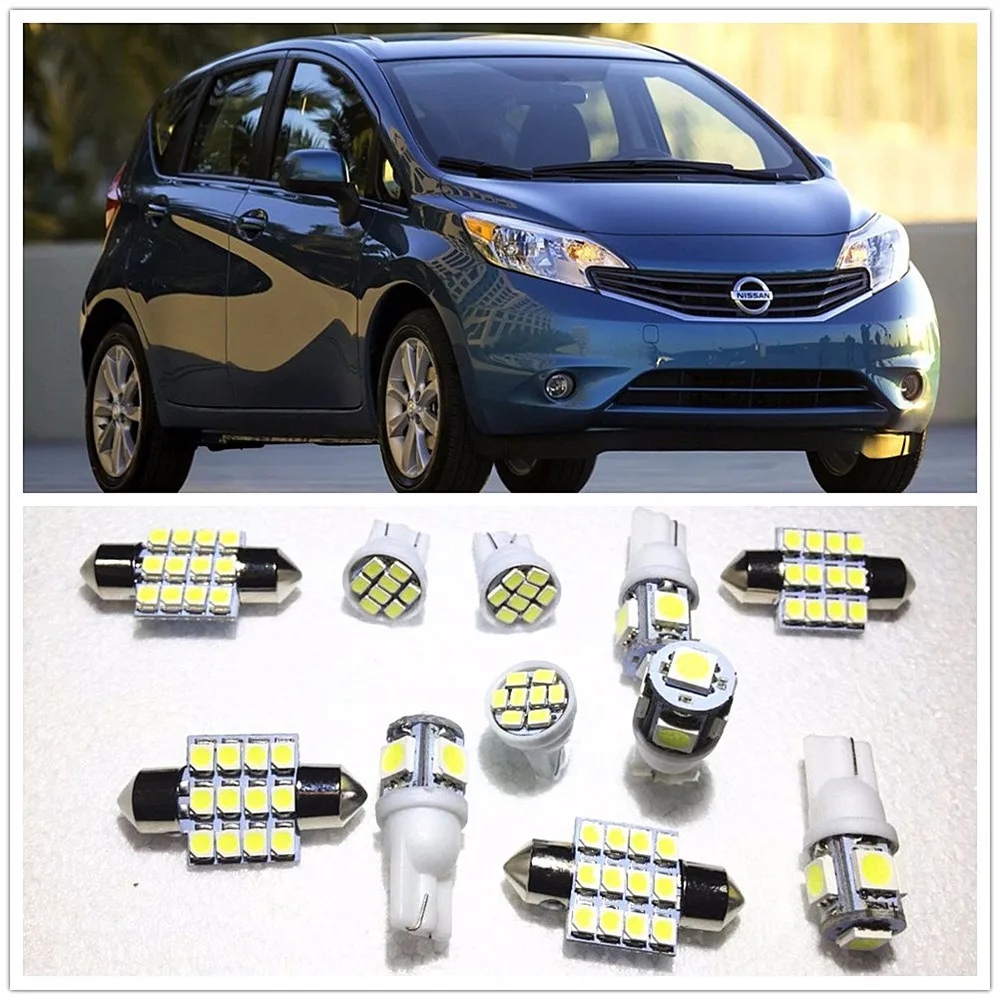 11 комплектов белых светодиодных ламп посылка карта купол для Nissan Versa GT R X Trail Xterra