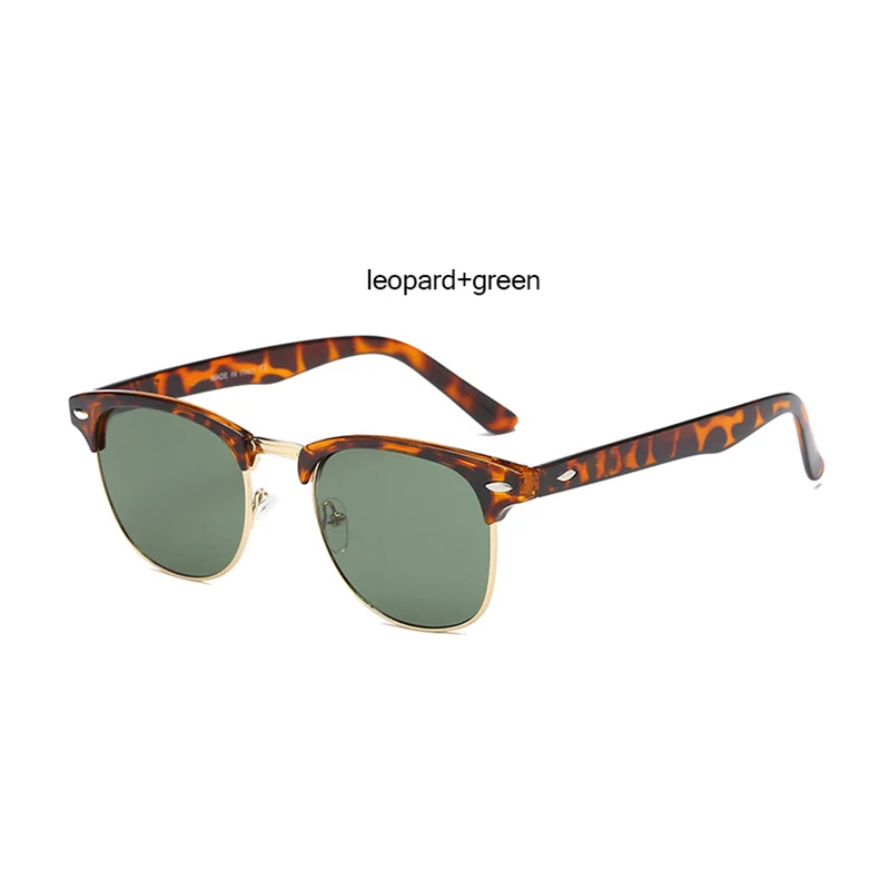LeopardGreen RBRARE, полуметаллические солнцезащитные очки для мужчин и женщин, брендовые дизайнерские очки, отражающие зеркальные солнцезащитные очки, модные классические солнцезащитные очки - Цвет линз: LeopardGreen