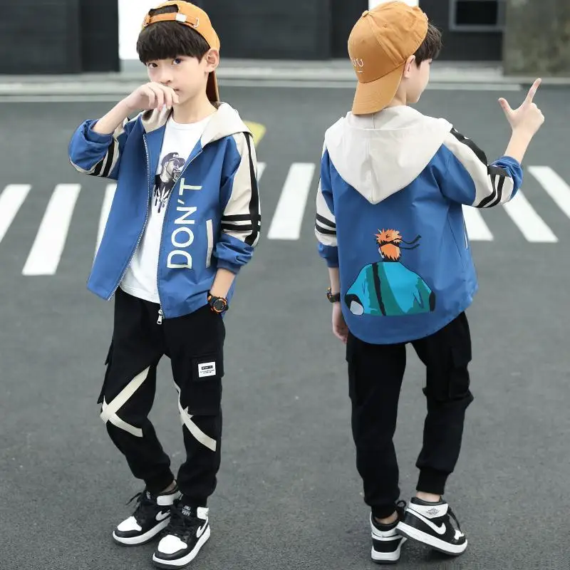 Комплекты одежды для мальчиков-подростков новый детский хлопковый комплект из 2