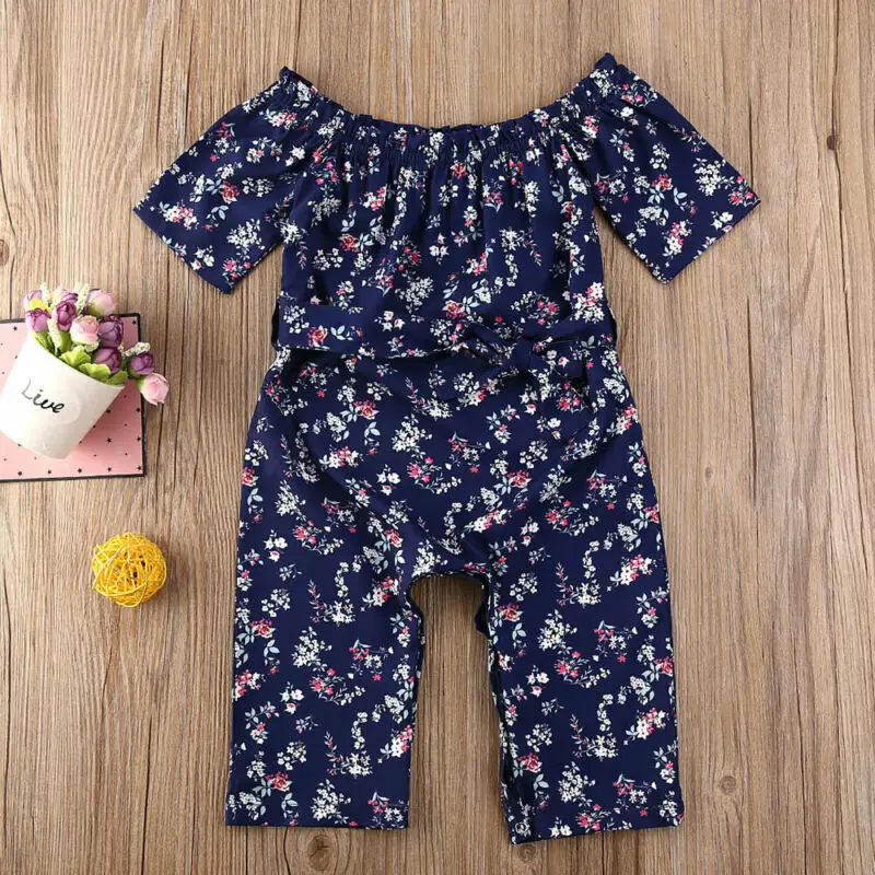 

Newborn Kids Baby Girl Clothes Floral Short Sleeve Jumpsuit Romper Bodysuit Outfit Set 0-3T
