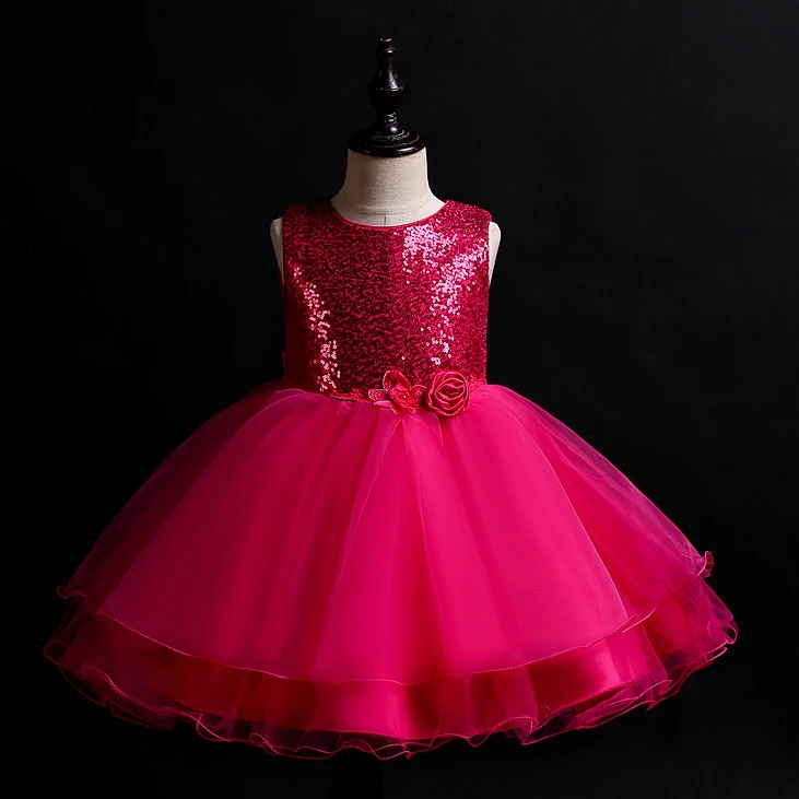 hot pink Красивые детские летние платья принцессы для маленьких девочек на свадебную вечеринку; цвет розовый, белый, Ледяной Синий для детей от 2 до 10 лет - Цвет: hot pink
