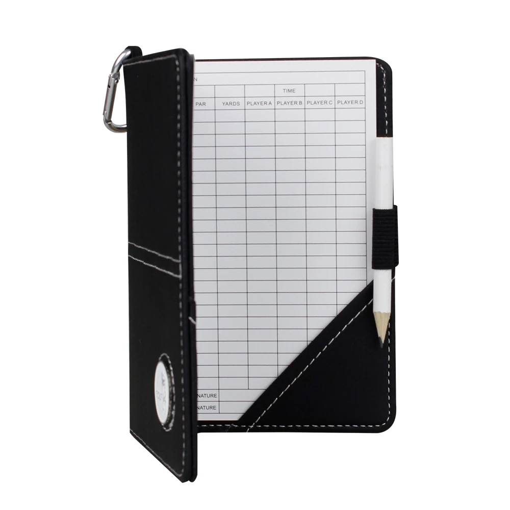 Golf Scorecard Holder Leather Score Card With Hook Ball Marker Supplies