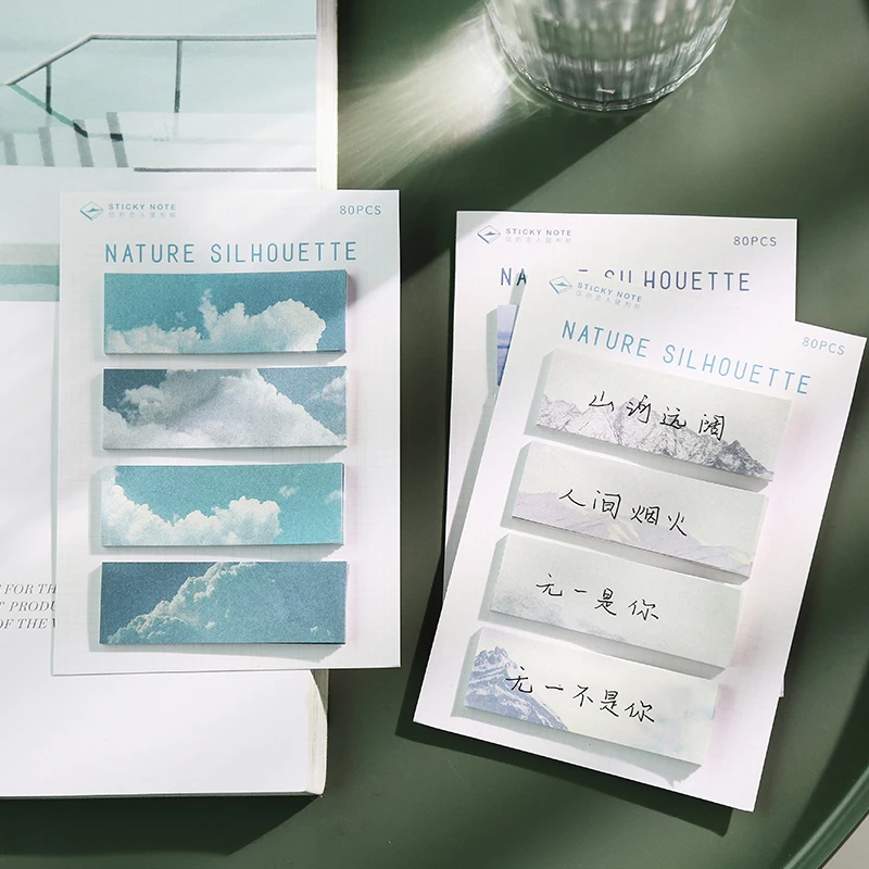 4 шт. Творческий характер небо силуэт бумаги для заметок на клейкой основе