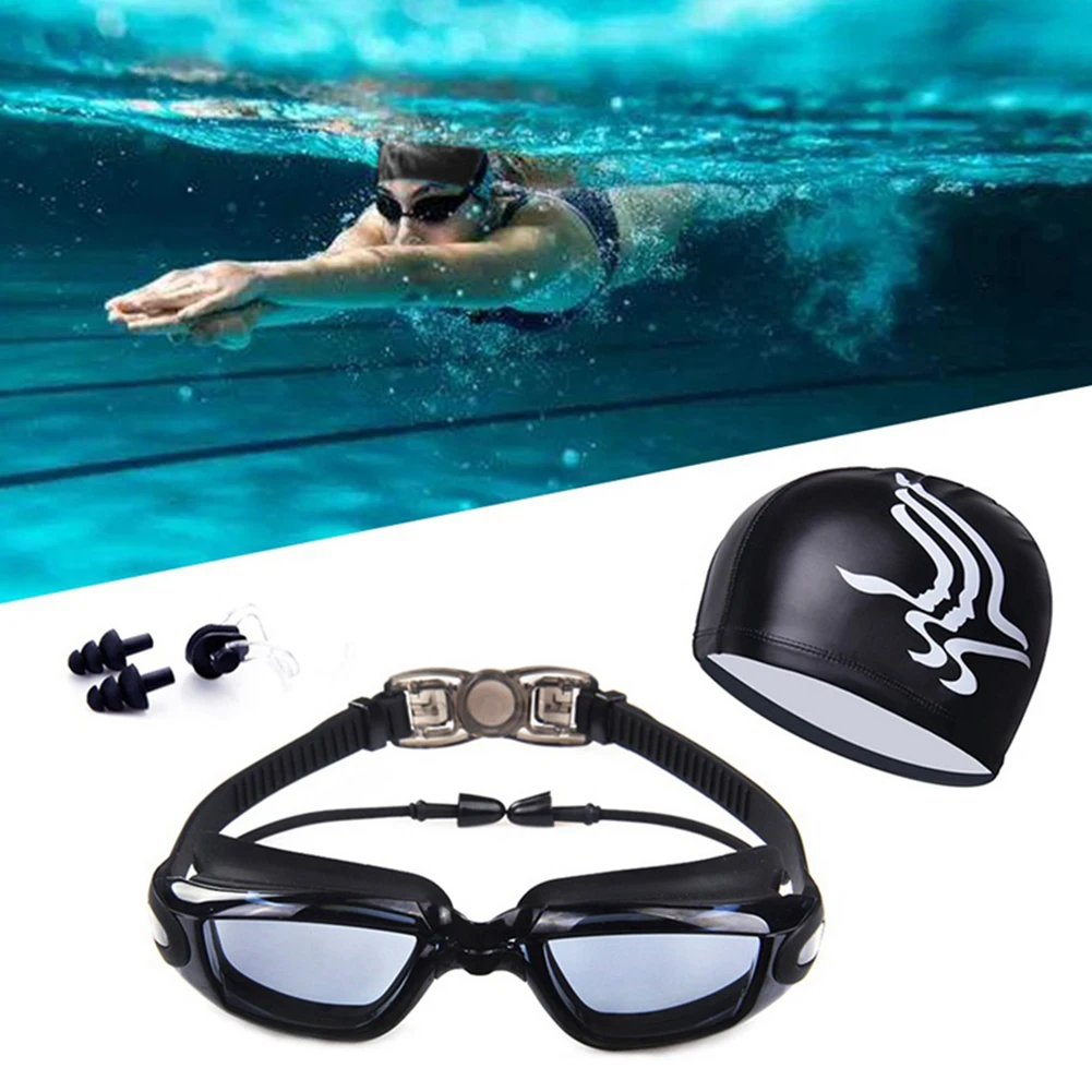 Унисекс высокой четкости Водонепроницаемый Анти туман плавательные очки